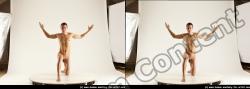 Nude Man White Kneeling poses - ALL Athletic Short Brown Kneeling poses - on one knee 3D Stereoscopic poses Realistic